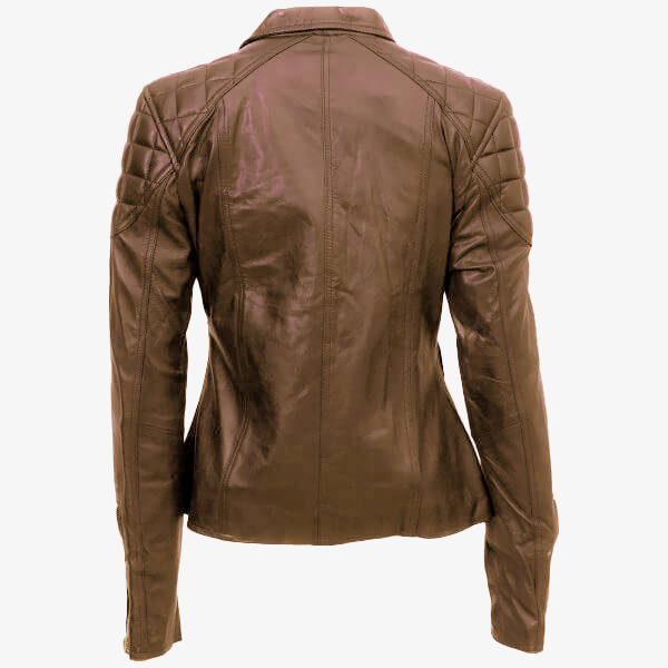 Natalie Women's Brown Moto Leather Jacket