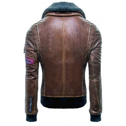 Neave Women's Brown Aviator Bomber Leather Jacket