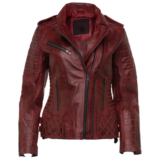 Nedra Women's Red Rider Leather Jacket