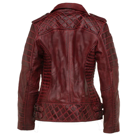 Nedra Women's Red Rider Leather Jacket