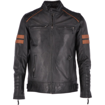 Nguyet Men's Black Biker Leather Jacket