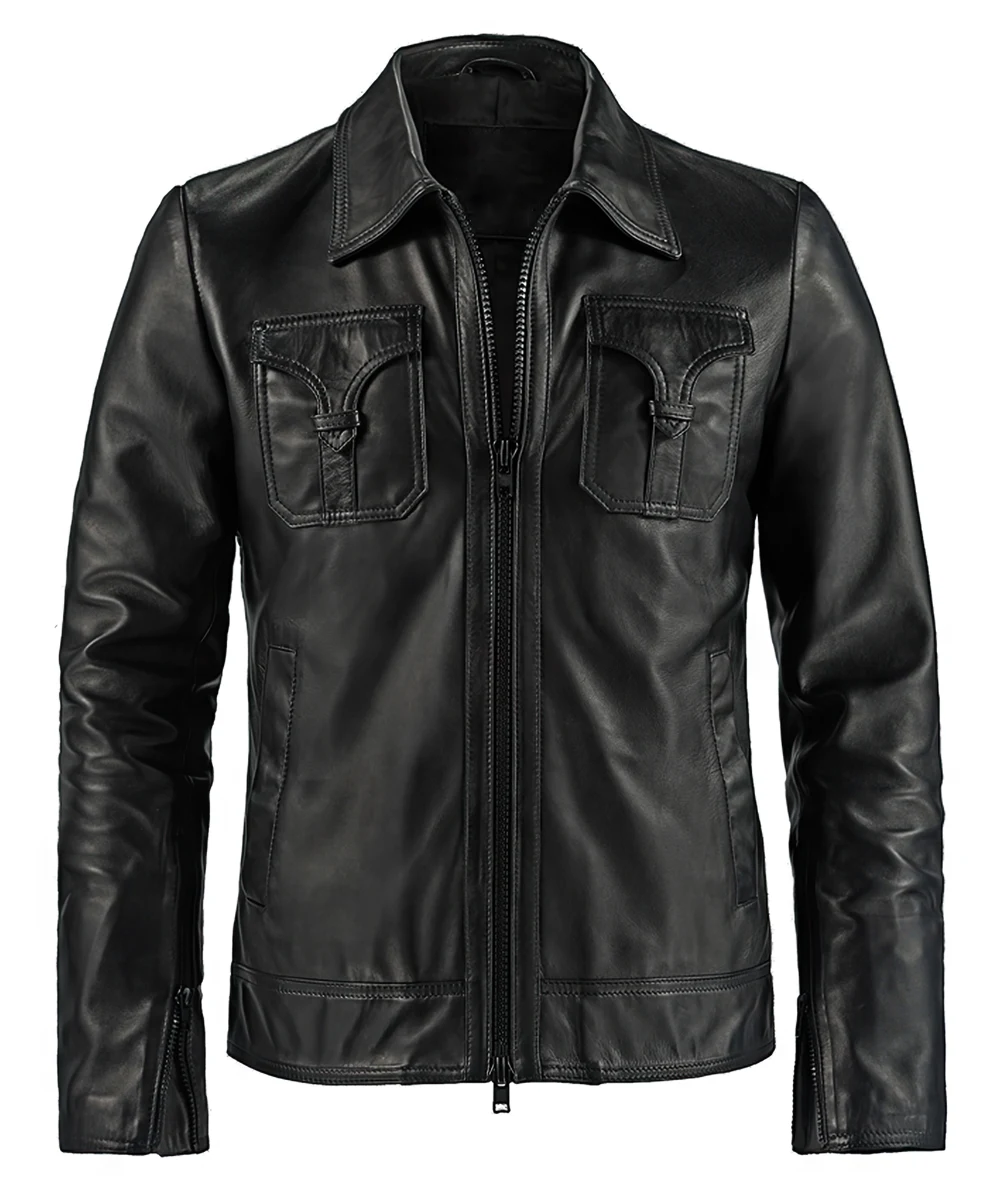 Norberto Men's Black Vintage Leather Jacket