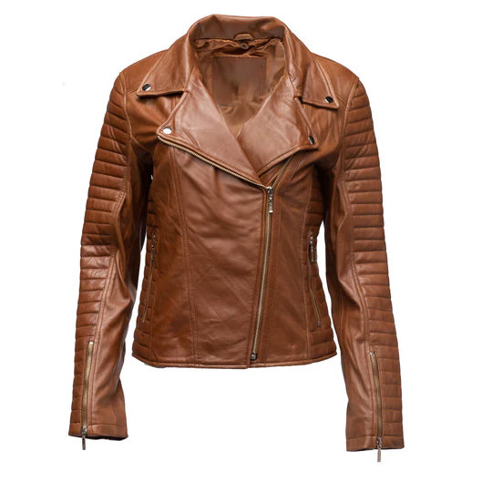 Nyasia Women's Brown Shearling Leather Jacket