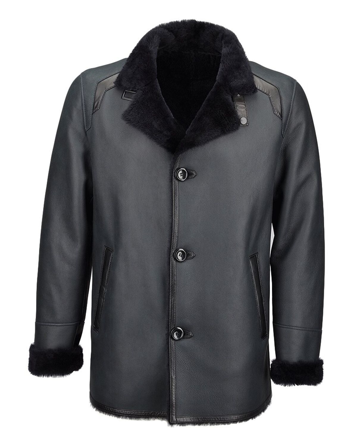 Orlando Men's Blue Leather Coat