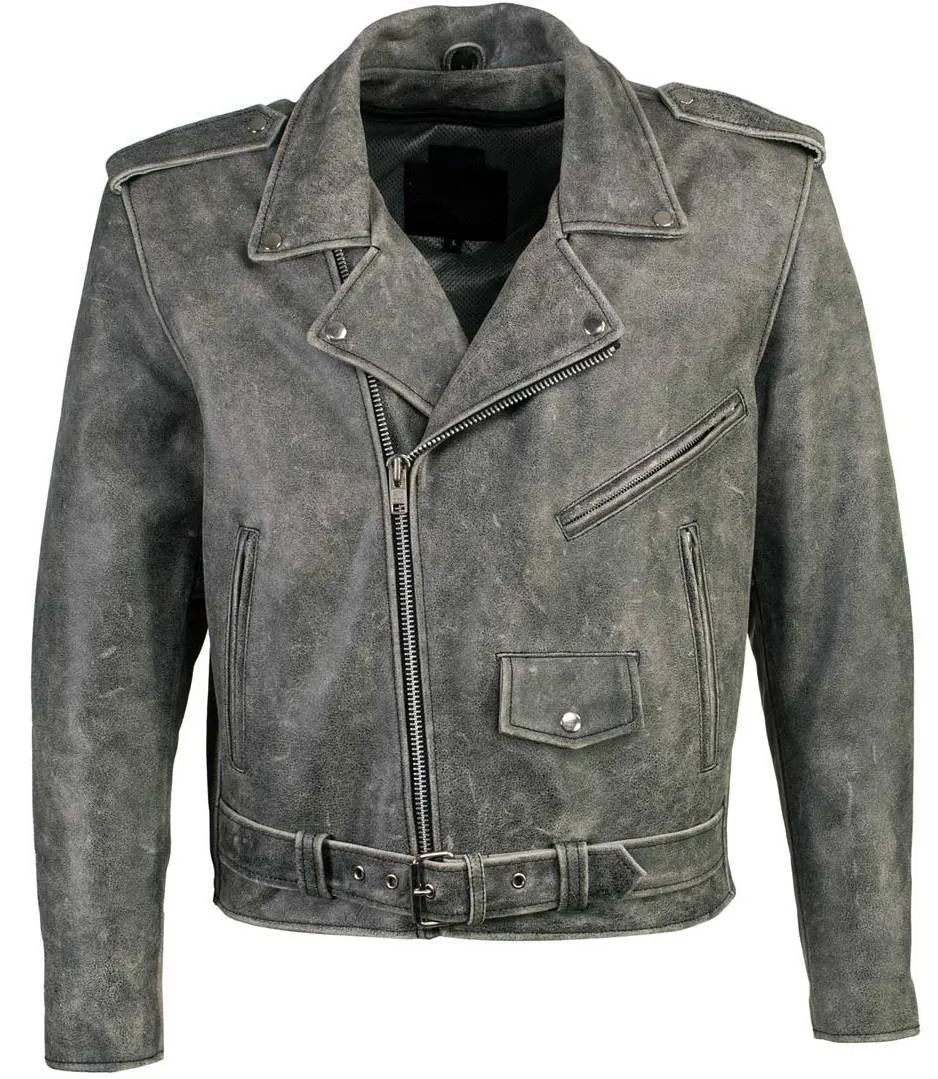 Otis Men's Grey Biker Leather Jacket