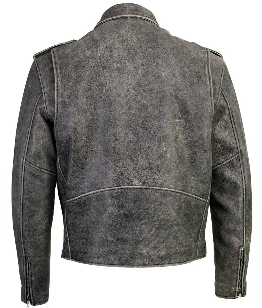 Otis Men's Grey Biker Leather Jacket