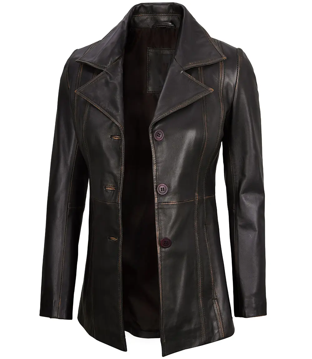 Pamela Women's Dark Brown Leather Blazer