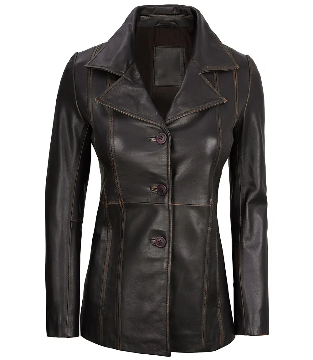 Pamela Women's Dark Brown Leather Blazer