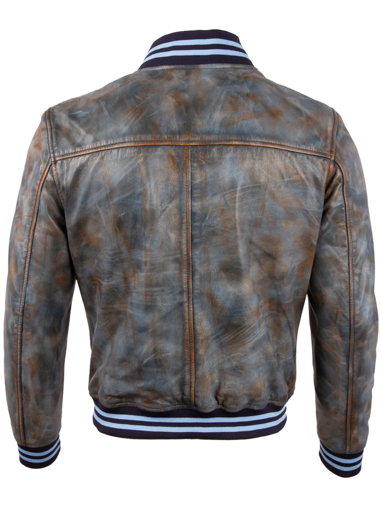 Plourde Men's Distressed Varsity Bomber Jacket