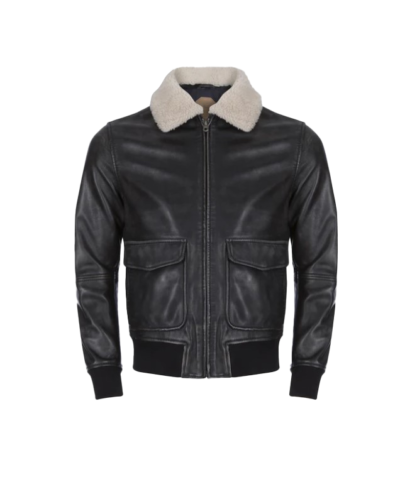 Quinton Men's Black Bomber Leather Jacket