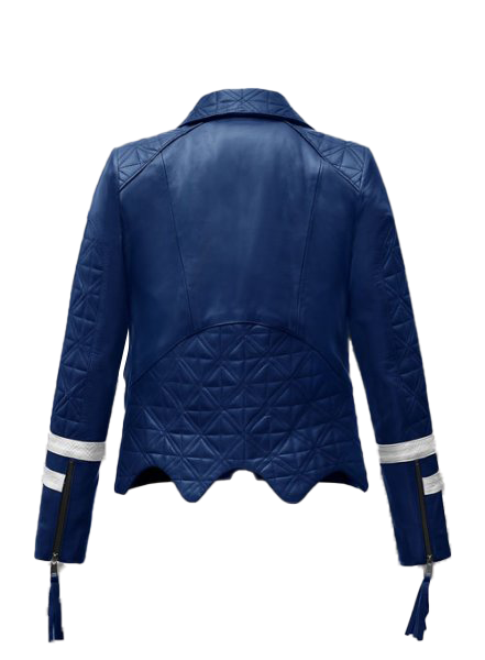 Reese Ladies Navy Blue Moto Leather Jacket