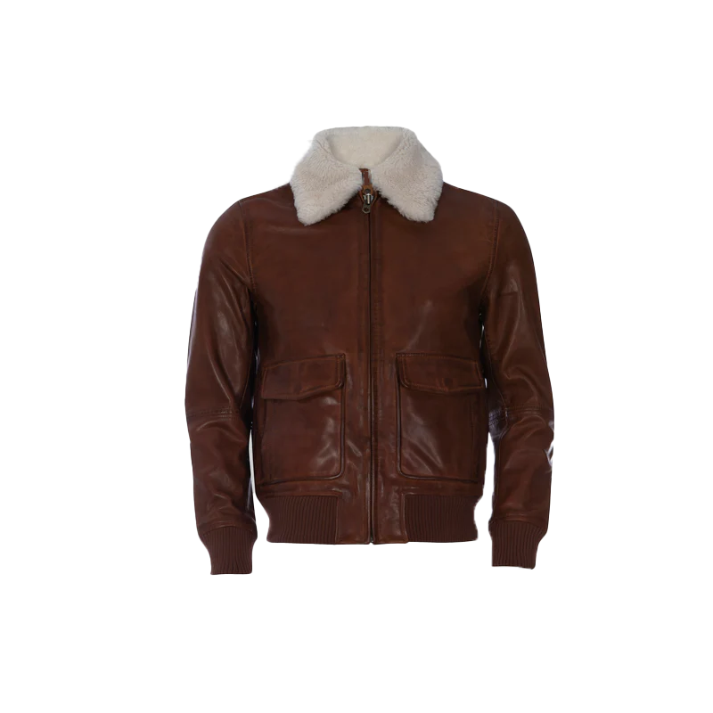 Reinaldo Men's Cognac Bomber Leather Jacket