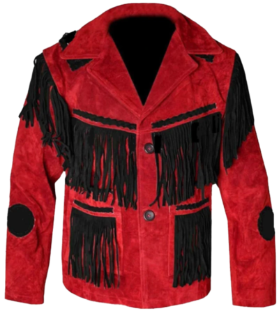 Rickey Men's Red Fringe Biker Leather Jacket