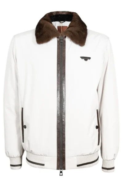 Ridge Men's White Aviator Leather Jacket