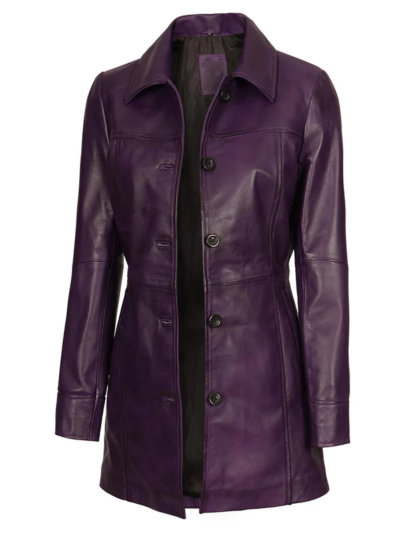 Roxie Women's Purple Leather Coat