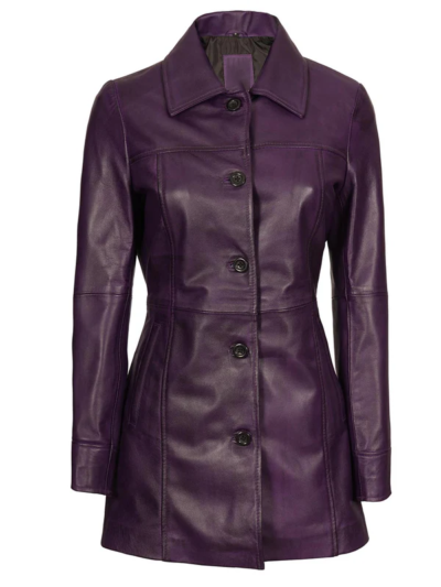 Roxie Women's Purple Leather Coat