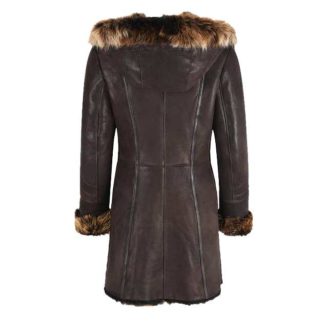 Schneider Women's Brown Hooded Sheepskin Coat