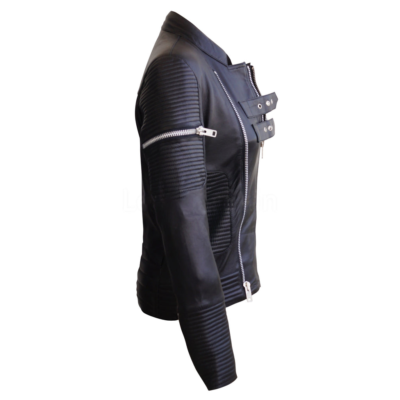 Shanelle Ladies Black Biker Leather Jacket