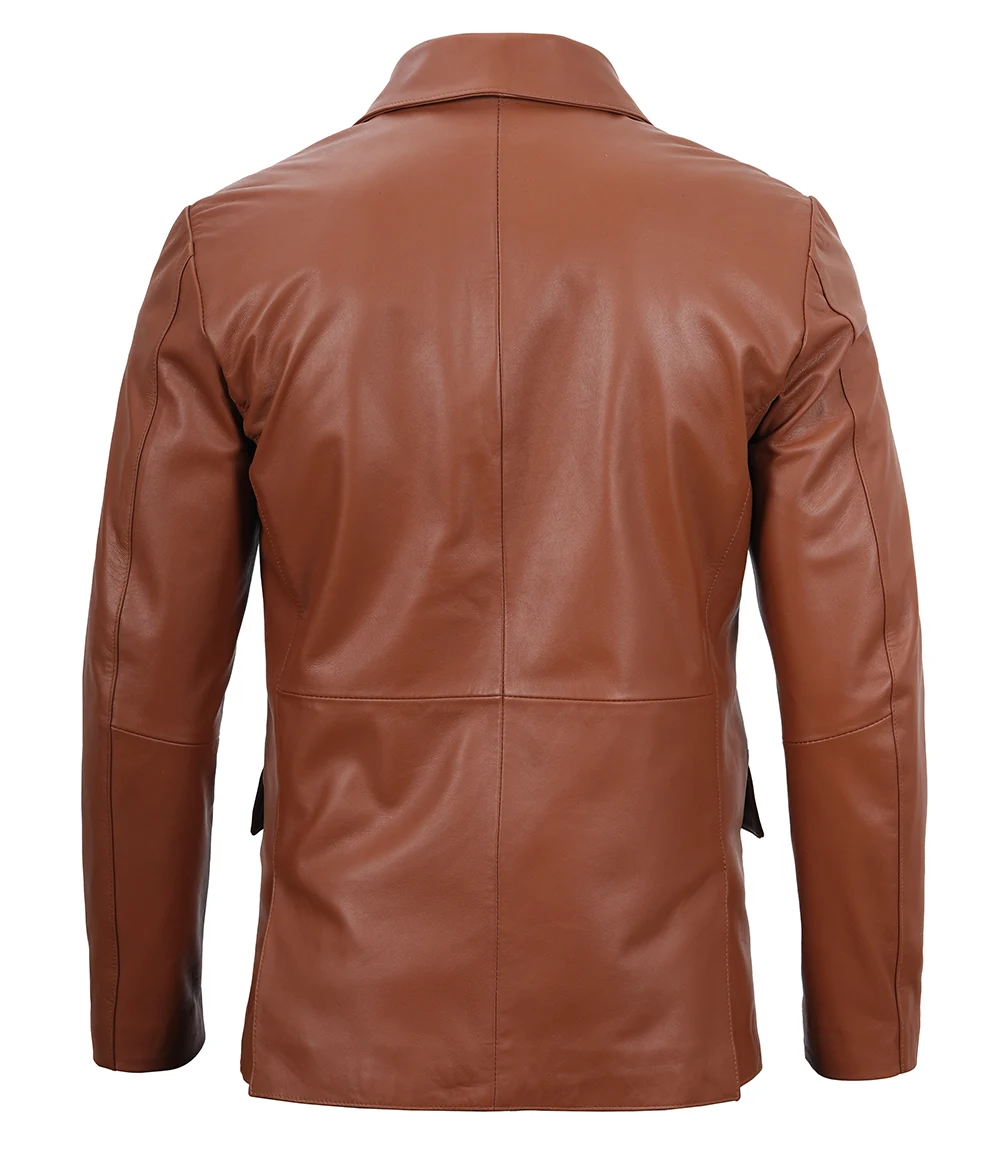 Sigmund Men's Cognac Leather Blazer