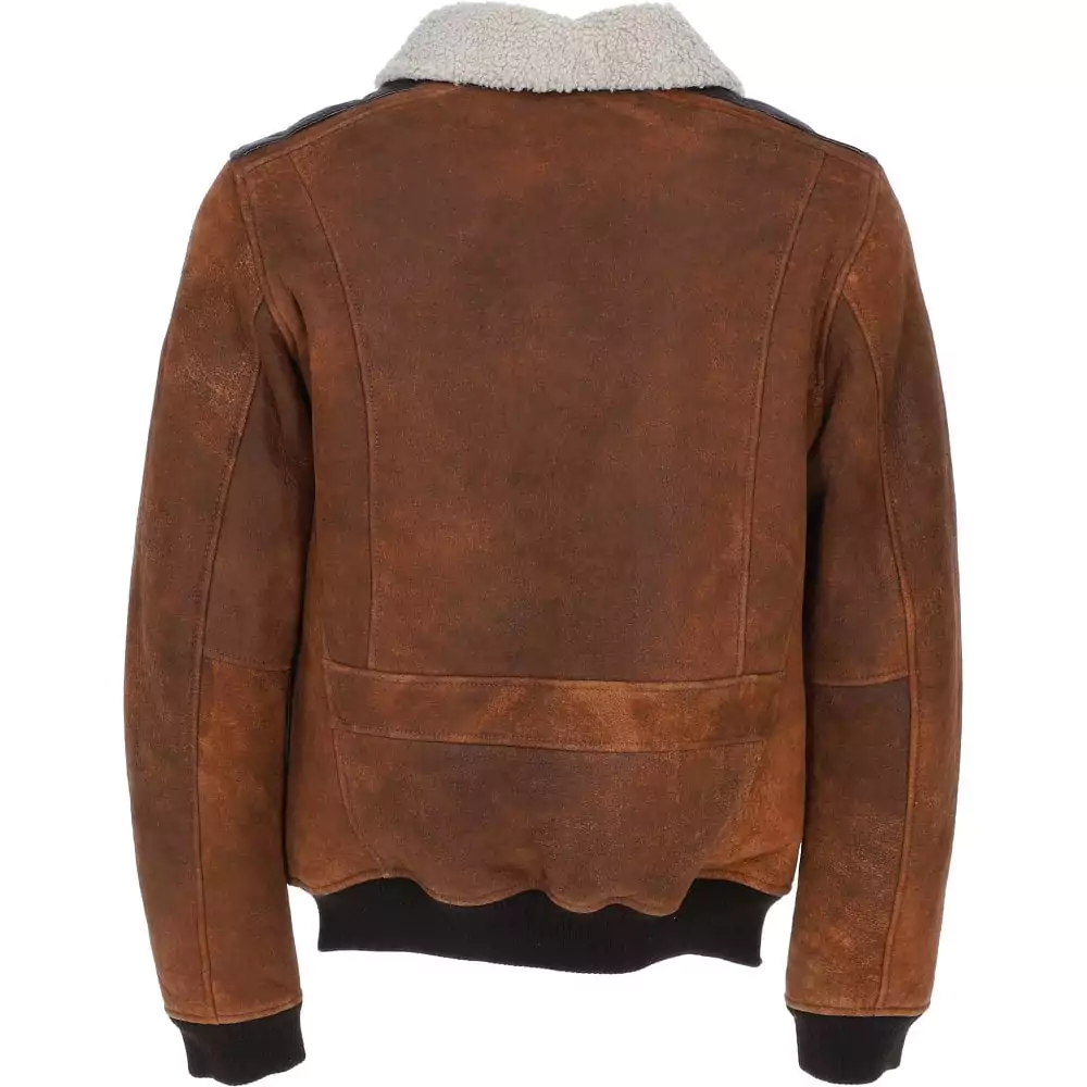 Sowden Men's Brown Pilot Suede Leather Jacket