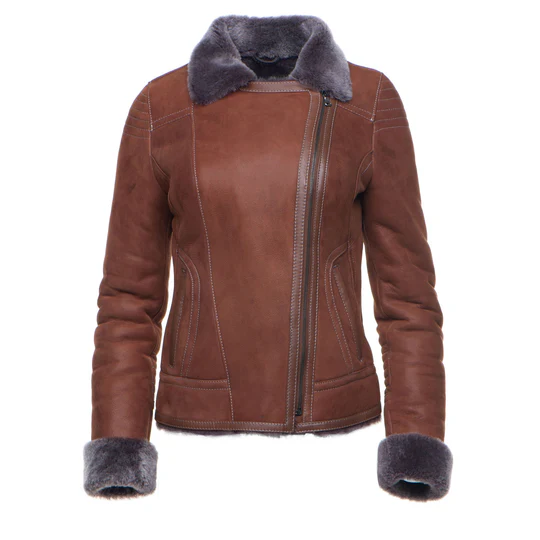 Stefanie Women's Tan Shearling Leather Jacket