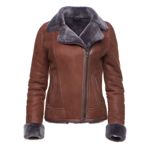 Stefanie Women's Tan Shearling Leather Jacket