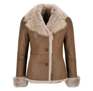 Stephon Women's Tan Sheepskin Leather Jacket