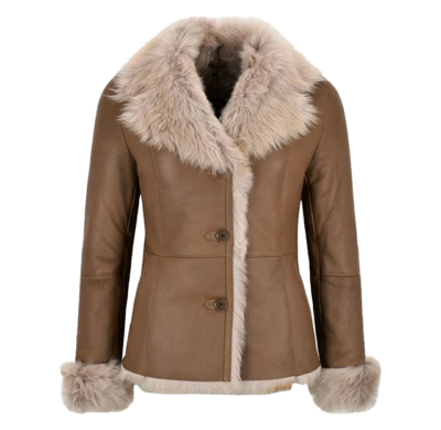 Stephon Women's Tan Sheepskin Leather Jacket
