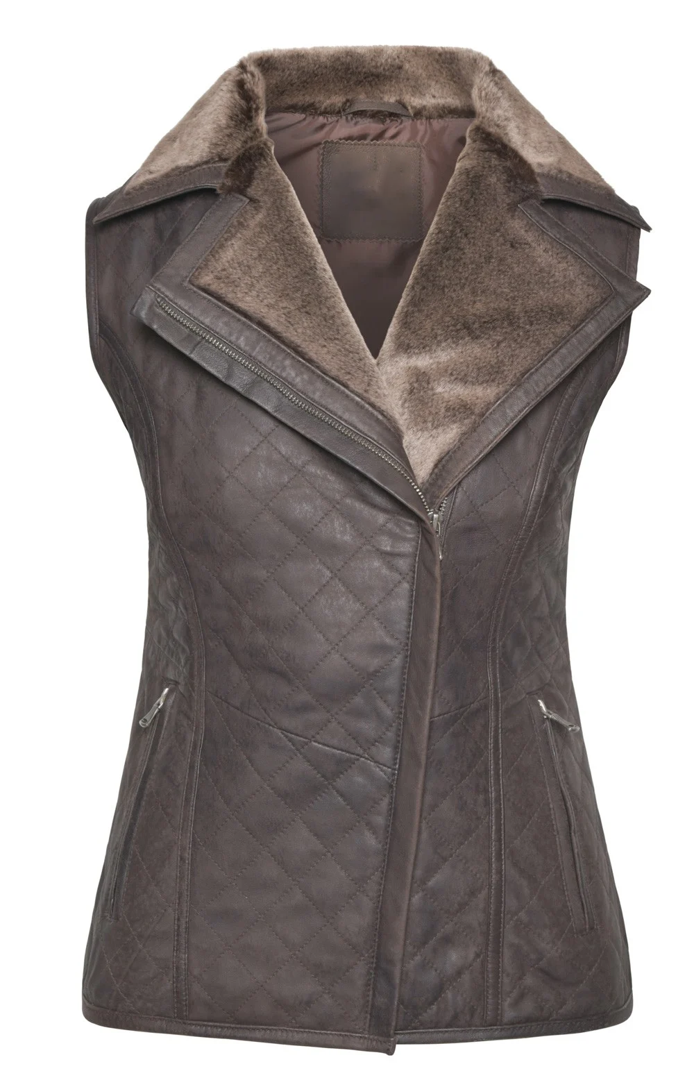 Sylvia Ladies Brown Nubuck Leather Gilet