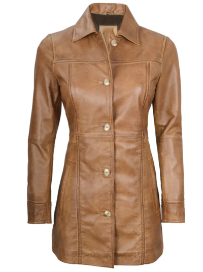 Sylvie Women's Tan Leather Coat