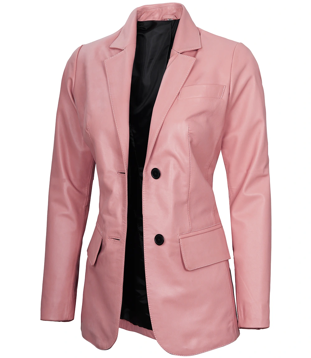 Tracy Women's Pink Leather Blazer