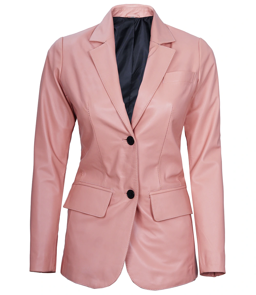 Tracy Women's Pink Leather Blazer