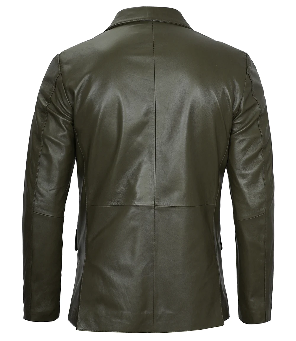 Trevor Men's Green leather Blazer