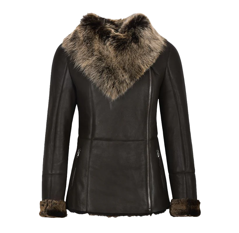 Ulises Ladies Brown Sheepskin Leather Jacket