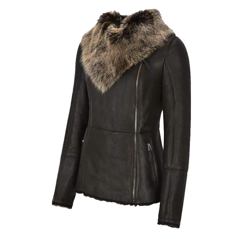 Ulises Ladies Brown Sheepskin Leather Jacket