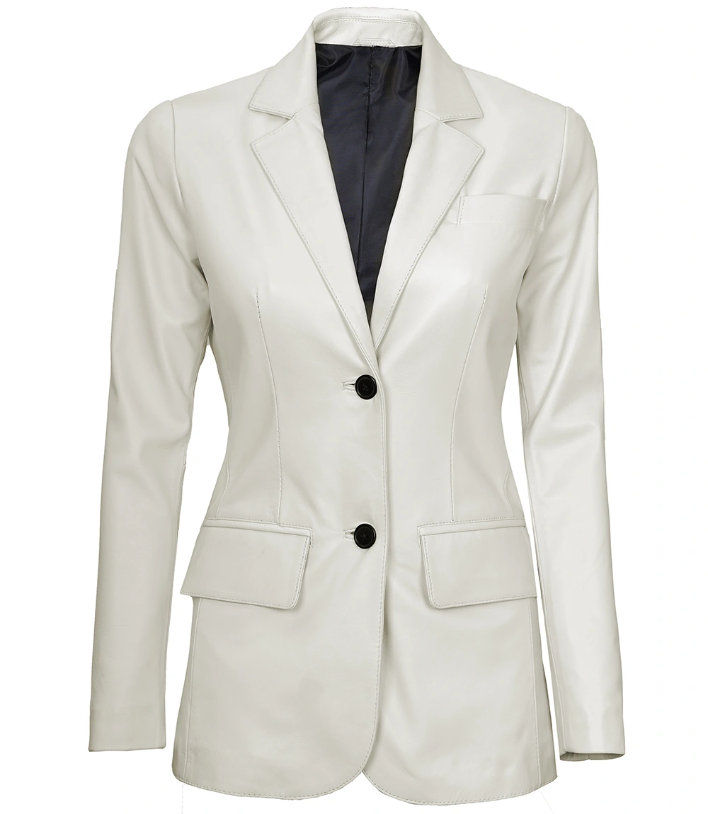 Velda Women's Off White Leather Blazer