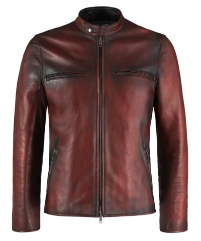Vicente Men's Red Vintage Biker Leather Jacket