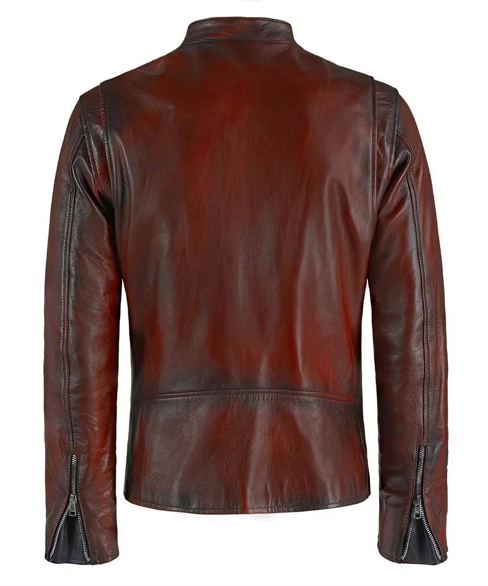 Vicente Men's Red Vintage Biker Leather Jacket