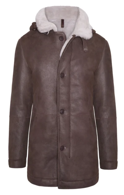 Wayne Men's Brown Shearling Leather Coat