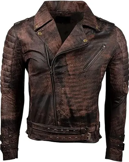 Welch Men's Brown Vintage Biker Leather Jacket