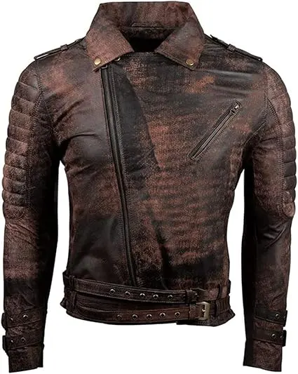 Welch Men's Brown Vintage Biker Leather Jacket