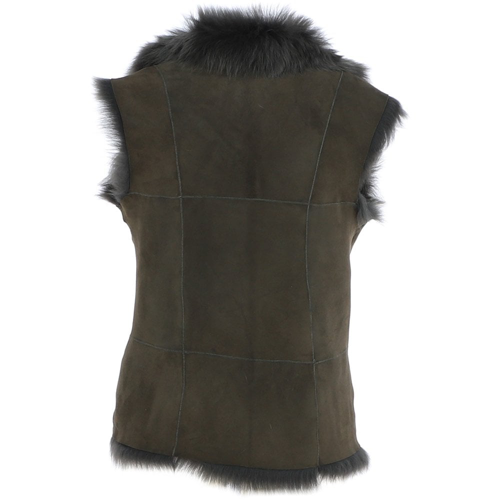 Wilbur Women's Green Suede Leather Gilet