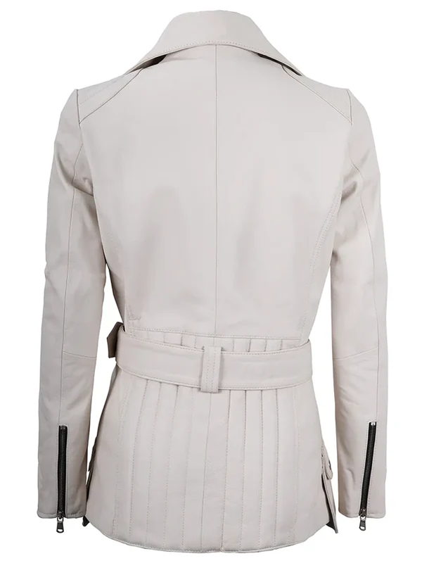 Yaretzi Ladies Off White Asymmetrical Leather Blazer