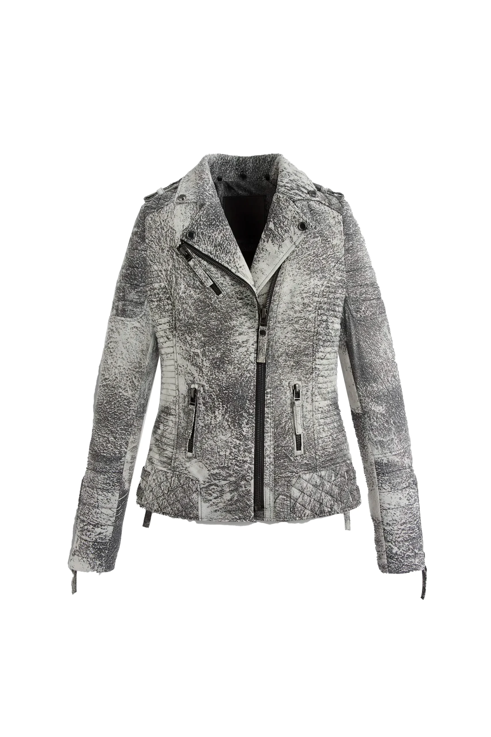 Yevette Women's Grey Leather Jacket