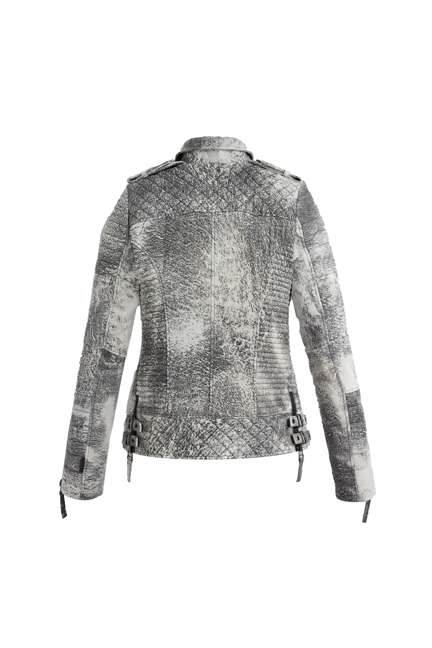 Yevette Women's Grey Leather Jacket