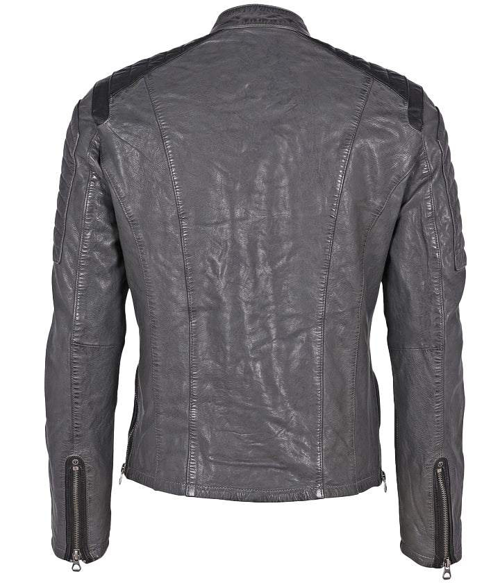 Abram Men's Grey Leather Jacket