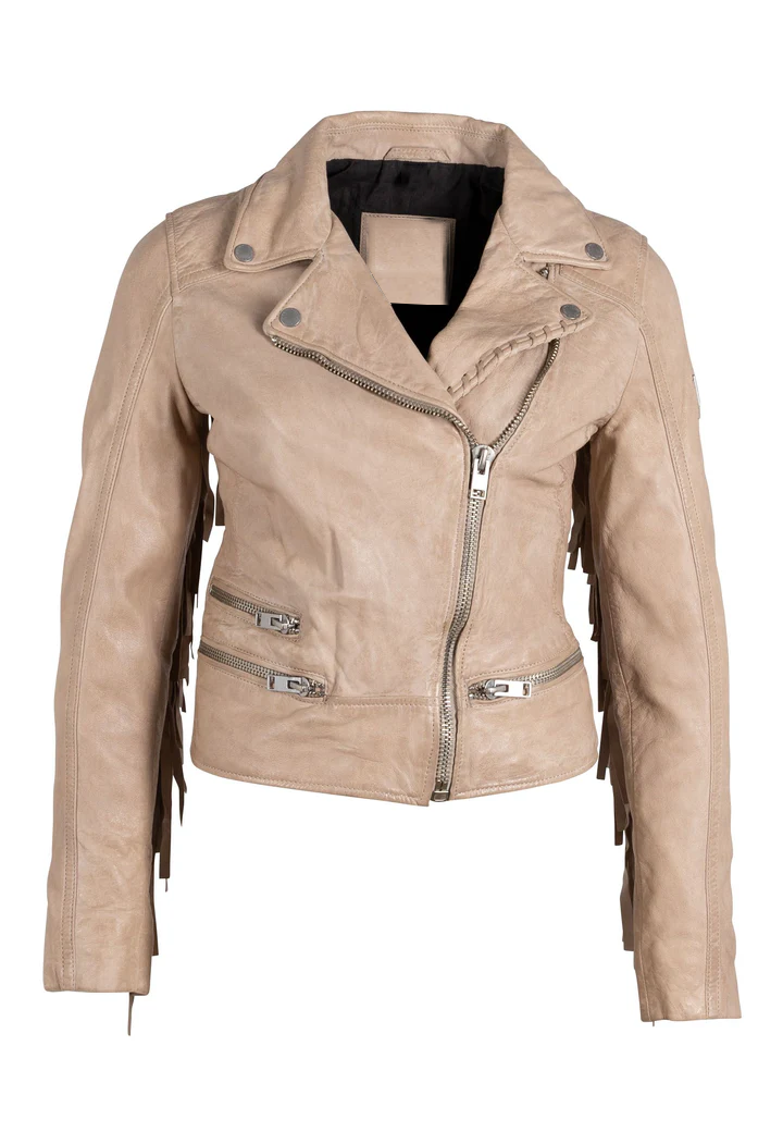 Amaris Women's Beige Leather jacket