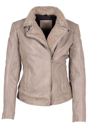 Araceli Ladies Beige  Leather Jacket