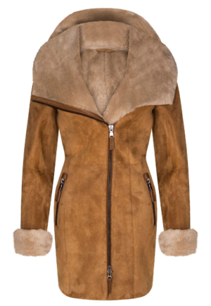 Ariana Women's Suede Sheepskin Hooded Leather Coat