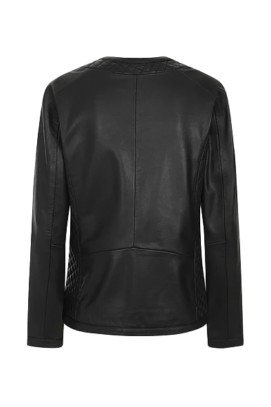 Audrey Ladies Black Collarless Leather Jacket